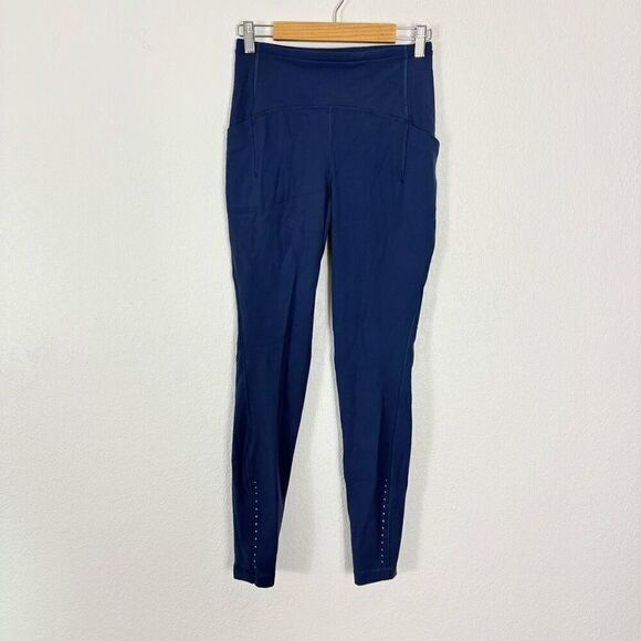 Lululemon Blue High Waisted Reflection Dot Tight Leggings with Side Pockets - Picture 1 of 11